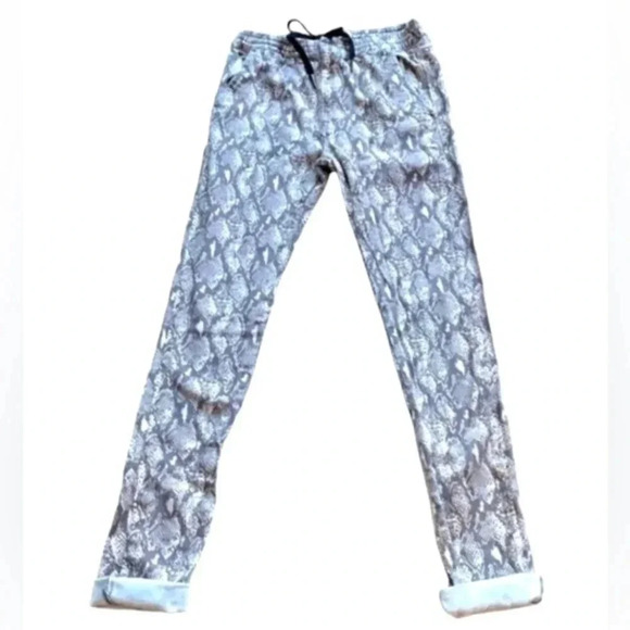 Urban Outfitters snakeskin print pants Zip front Drawstring at waist Size S - Picture 1 of 14